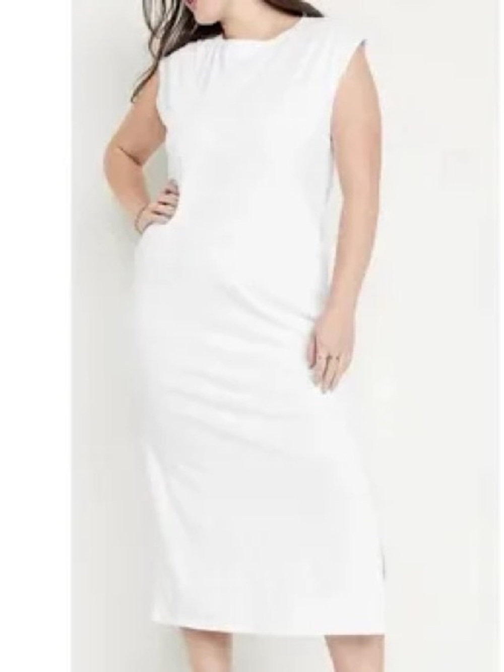 Old Navy White Sleeveless Midi Dress - Classic Minimalist NWT